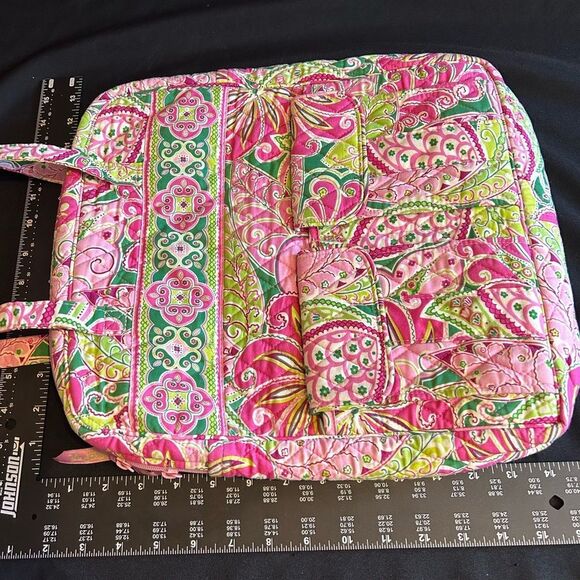Vera Bradley Vibrant Pink & Green Patterned Tote Bag Excellent Condition - Picture 3 of 11